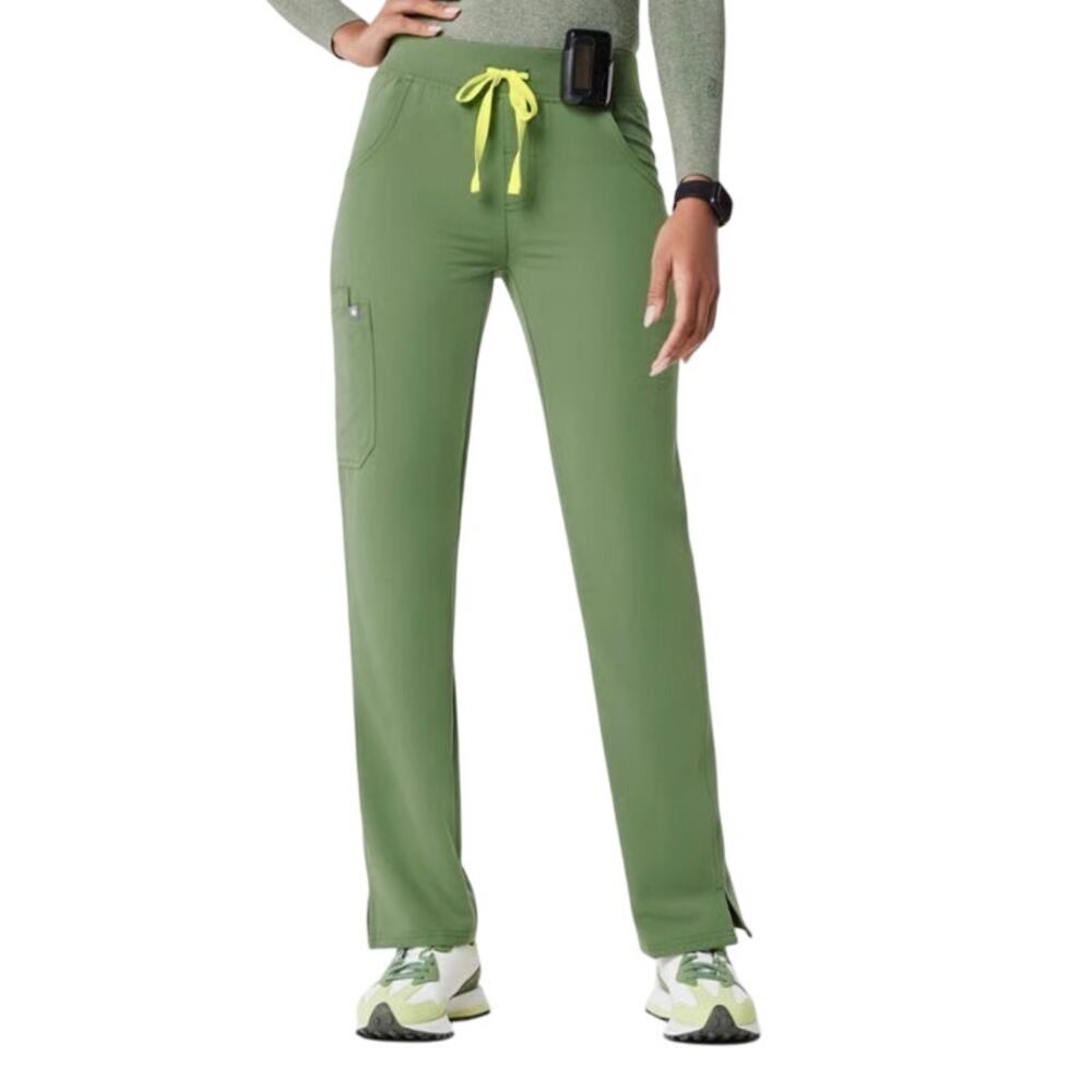 Figs Kade Cargo Scrub Pants, Fern Green Fluorescent Yellow, XL Petite, NWT